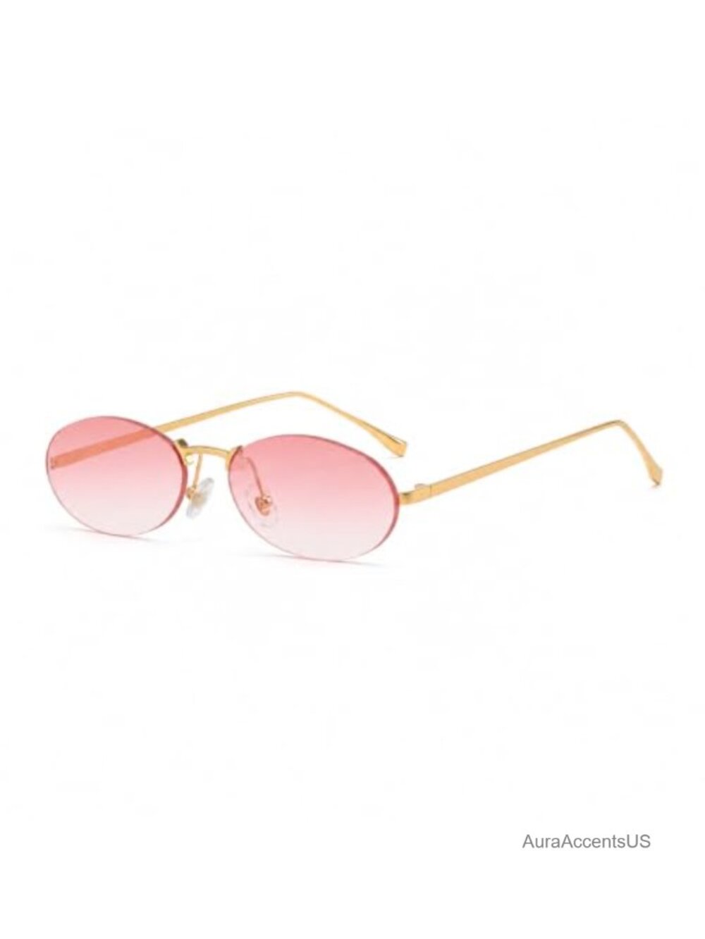 Rimless Oval Sunglasses Retro Y2K Small Metal Frame UV400 Designer Shades